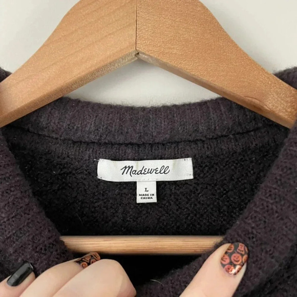 Madewell Fulton Pullover Sweater in Heather Raisin Size Large - Picture 3 of 5